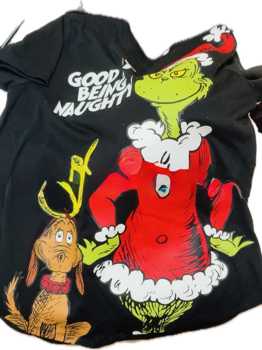 Target Black Graphic Tee with Red & Green Dr. Seuss Grinch Print